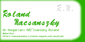 roland macsanszky business card